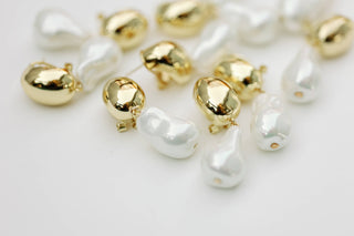 Vintage Chunky Gold & Pearl Earrings