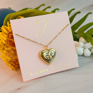 HEART INITIAL OPEN LOCKET NECKLACE