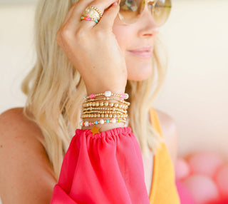 PEARL POPPI BRACELET- HOT PINK