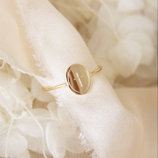 ENGRAVED CROSS RING