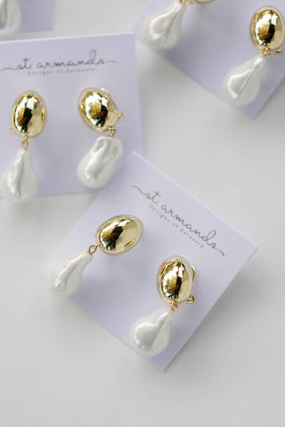 Vintage Chunky Gold & Pearl Earrings