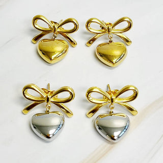Mini Bow Mini Heart Earrings