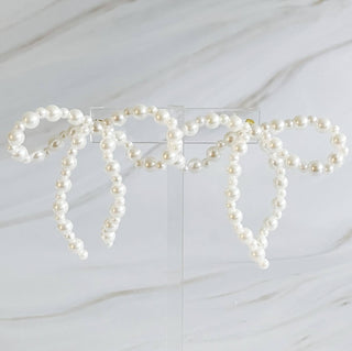 Pearl Beaded Bow Earrings