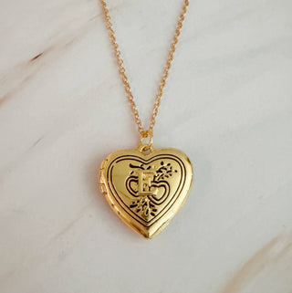 HEART INITIAL OPEN LOCKET NECKLACE