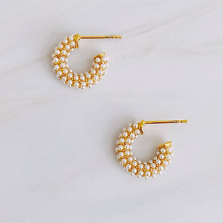MINI PEARL HOOP EARRINGS