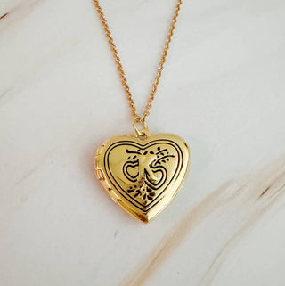 HEART INITIAL OPEN LOCKET NECKLACE