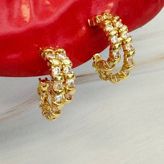 SPIRAL SPARKLE DOUBLE HOOP EARRINGS