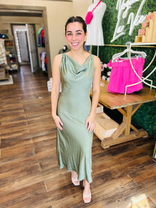 SATIN COWL NECK MIDI