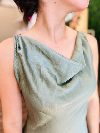 SATIN COWL NECK MIDI