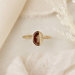 ENGRAVED CROSS RING