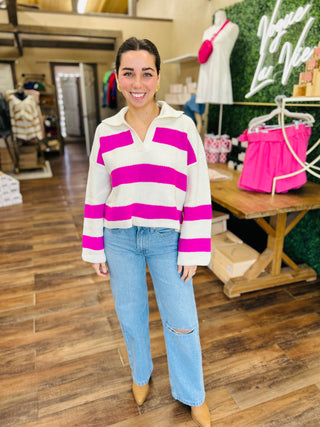 STRIPE DROP SHOULDER SWEATER