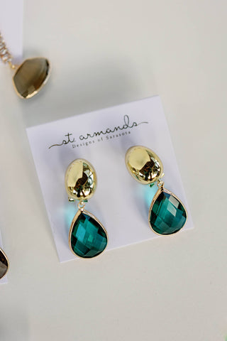 Vintage Chunky Gold & Green Earrings