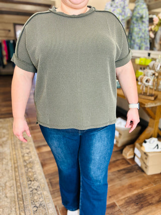 RIBBED KNIT TEE- PLUS