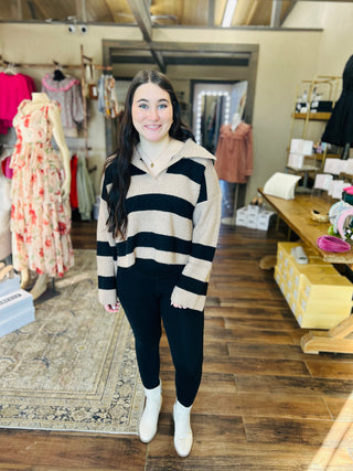 STRIPE DROP SHOULDER SWEATER