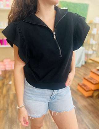 RIBBED RUFFLES TOP