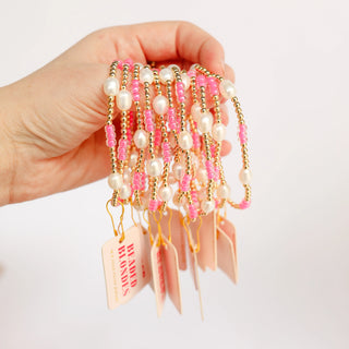 PEARL POPPI BRACELET- HOT PINK