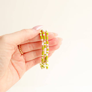 LIME GREEN AND WHITE SPRINKLE BRACELET