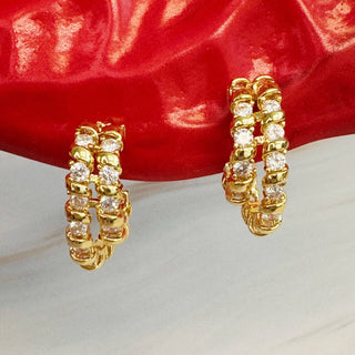 SPIRAL SPARKLE DOUBLE HOOP EARRINGS