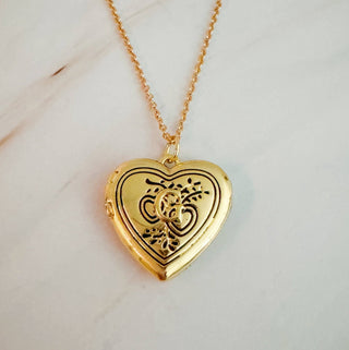 HEART INITIAL OPEN LOCKET NECKLACE