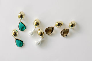 Vintage Chunky Gold & Green Earrings