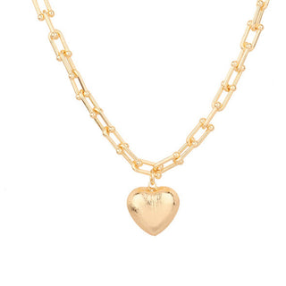 BRUSHED HEART PENDENT CHAIN NECKLACE