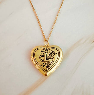 HEART INITIAL OPEN LOCKET NECKLACE