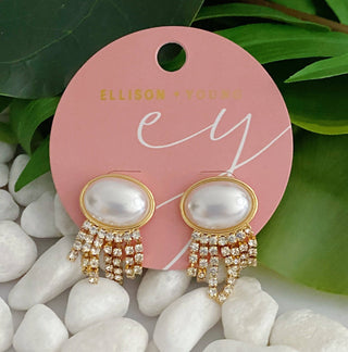 PEARL BUTTON CASCADE SHINE EARRINGS