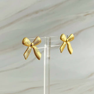 Cabled Bow Stud Earrings