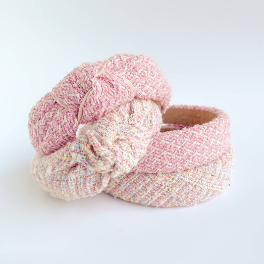 Pink Tweed Sparkle Padded Headband