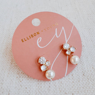 GOLDEN SPARKLE PEARL DROP EARRINGS