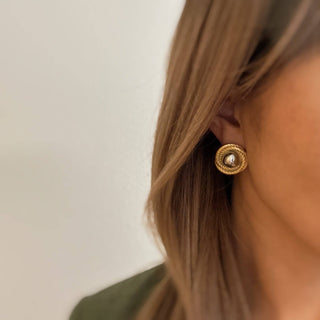 TWO TONED GOLDEN DAY STUD EARRINGS