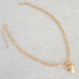 BRUSHED HEART PENDENT CHAIN NECKLACE