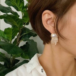 PEARL BUTTON CASCADE SHINE EARRINGS