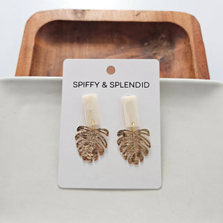 MINI IVORY GOLD LEAF EARRINGS