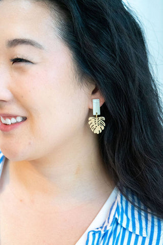 MINI IVORY GOLD LEAF EARRINGS