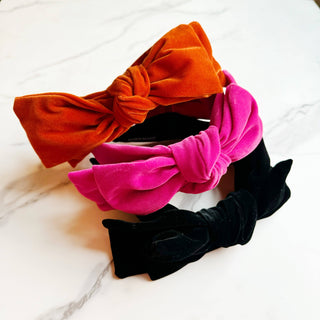 VELVET BOW HEADBAND