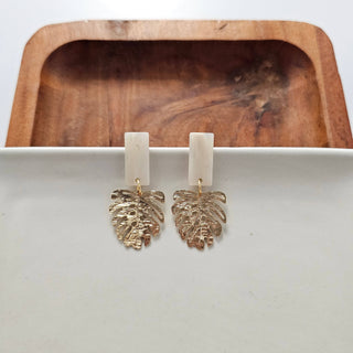 MINI IVORY GOLD LEAF EARRINGS