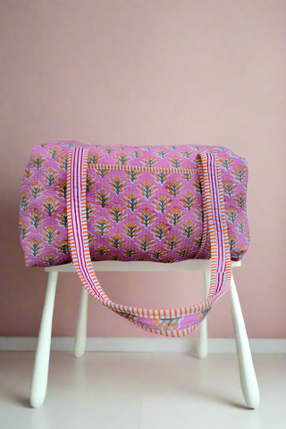 EVELYN PINK PRINT DUFFEL BAG