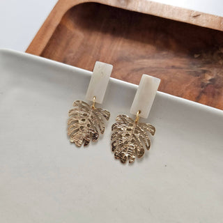 MINI IVORY GOLD LEAF EARRINGS