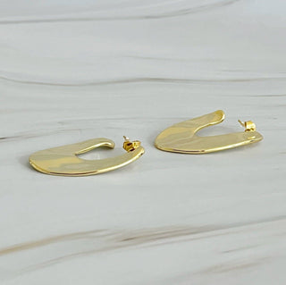 Polished Golden Art Hoop Earrings