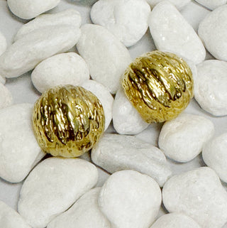 TEXTURED HALF BALL HOOP EARRINGS