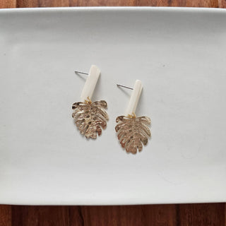 MINI IVORY GOLD LEAF EARRINGS