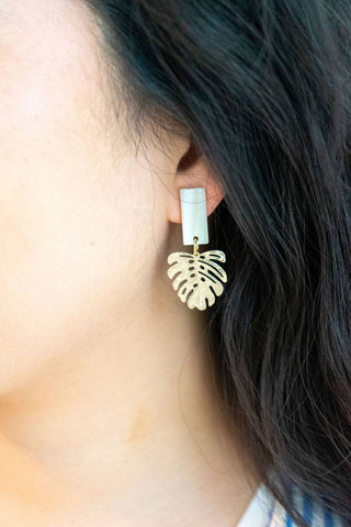 MINI IVORY GOLD LEAF EARRINGS