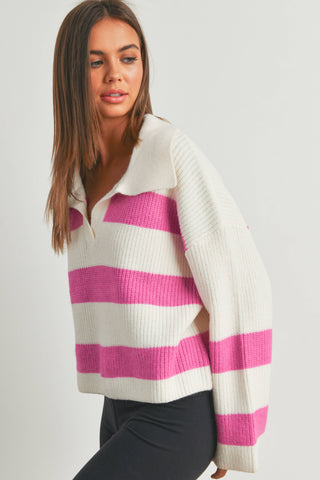 STRIPE DROP SHOULDER SWEATER