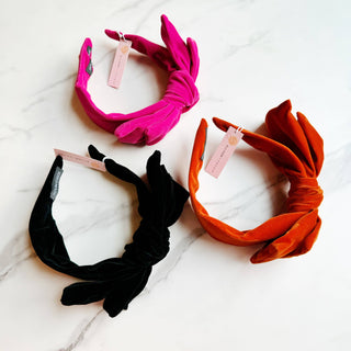 VELVET BOW HEADBAND