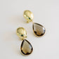 Vintage Chunky Gold and Brown Quartz Statement Drop Earrings
