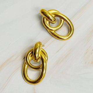 Linked Rings Golden Earrings