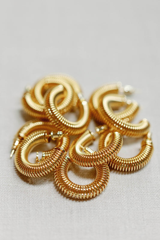 Gold Coil Minimalist Statement Hoop Earrings