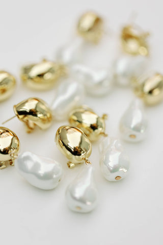 Vintage Chunky Gold & Pearl Earrings