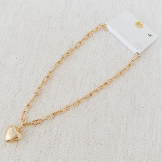 BRUSHED HEART PENDENT CHAIN NECKLACE